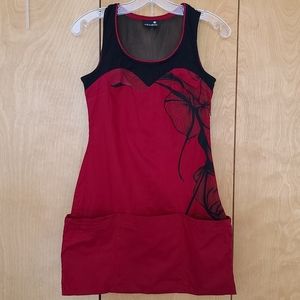 Goth Schwiing red dress tunic sleeveless pockets size xs